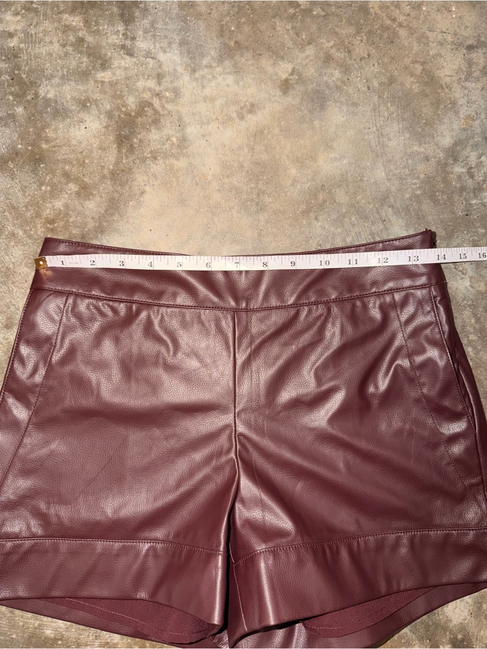 Marie Oliver Faux Leather Shorts Brown Burgundy High Rise 0 Game Day Fall Photos - Picture 5 of 10